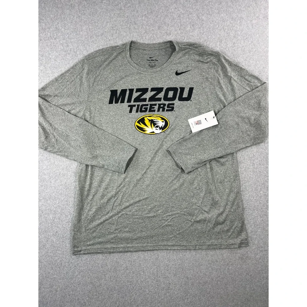 University Of Missouri Tigers Shirt Mens 2XL Gray Mizzou Nike Dri Fit Loose Fit